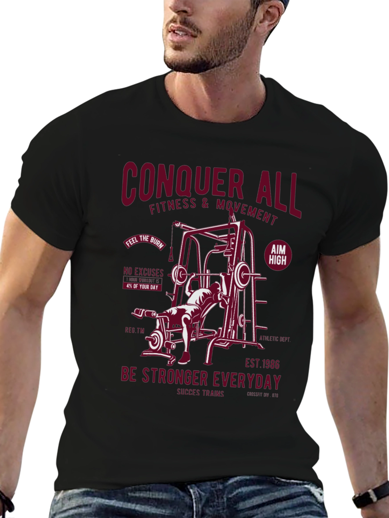 Black Conquer All Fitness T-Shirt view 6