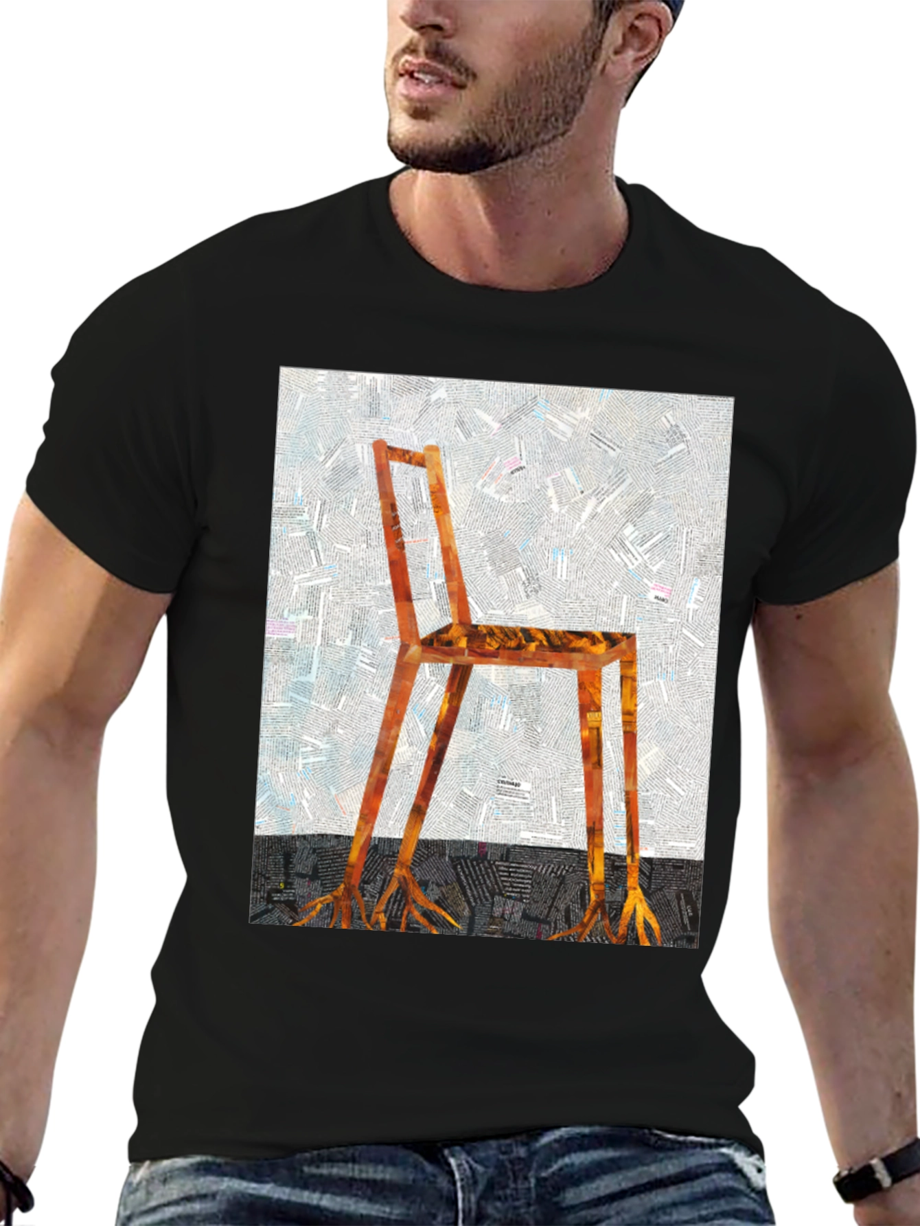 Black Artistic Chair Graphic Tee - Unique Design, Comfortable Fit view 6