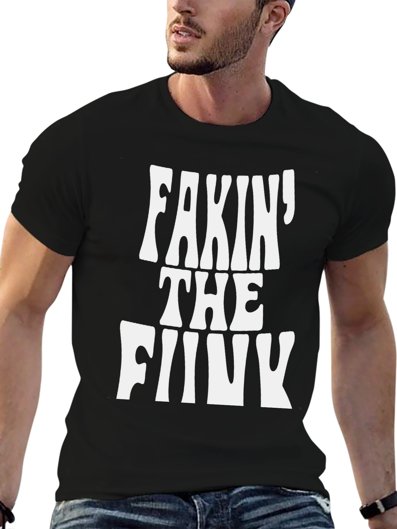 Black Fakin' the Funk Graphic Tee - Black Cotton T-Shirt view 6