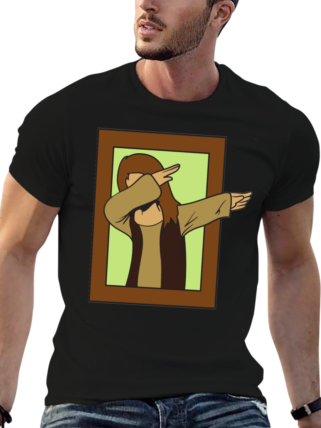 Black Dabbing Jesus Graphic Tee - Novelty Black T-Shirt view 6