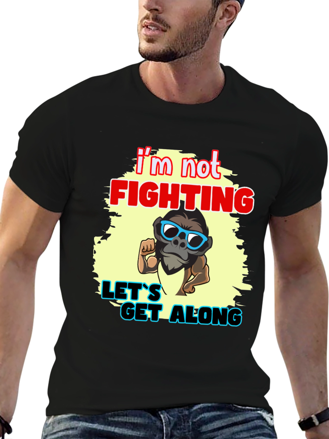 Black I'm Not Fighting - Let's Get Along Graphic Tee view 6
