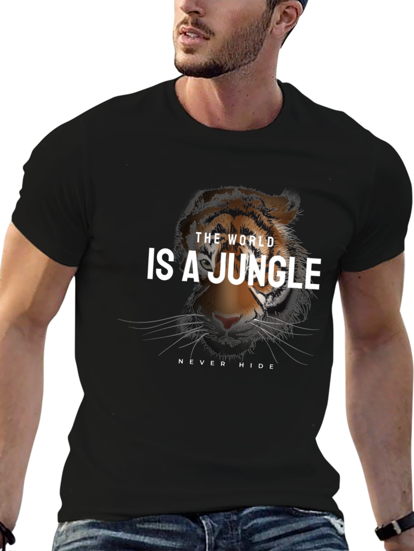 Black The World is a Jungle Graphic T-Shirt - Black view 6