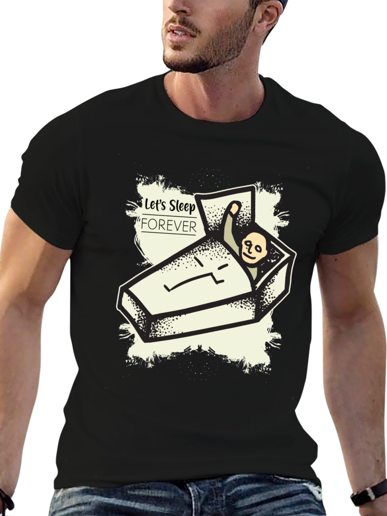 Black Let's Sleep Forever Graphic Tee view 6