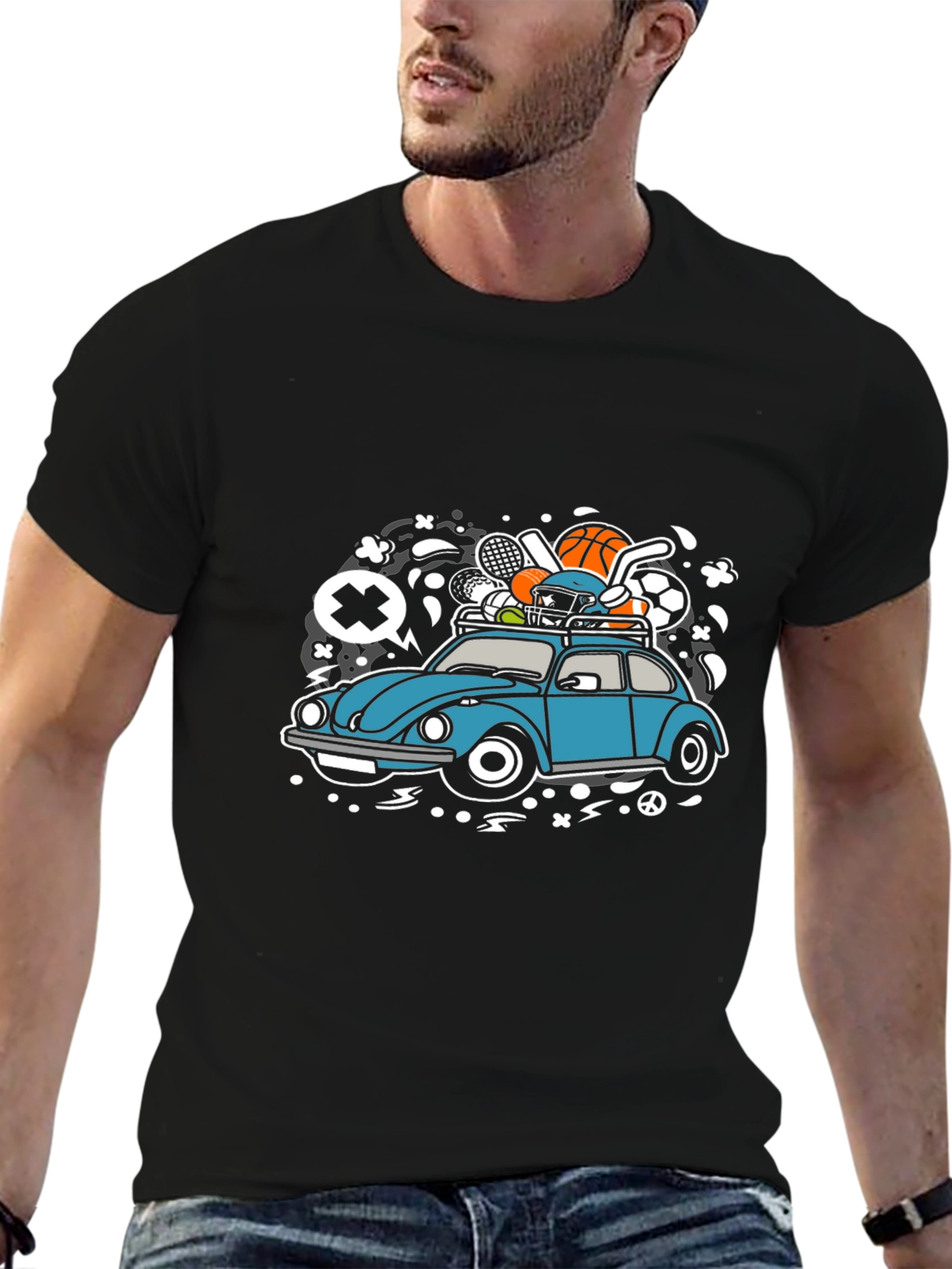 Black Sports Car Graphic Tee view 6