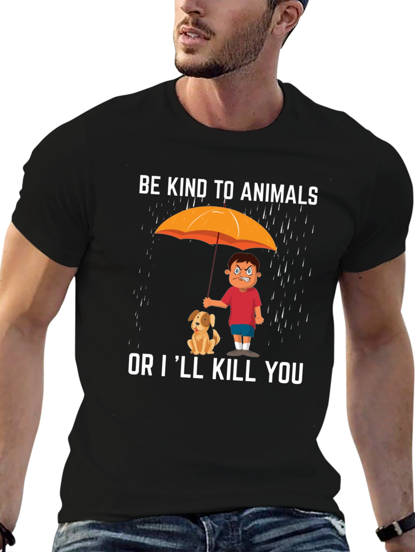 Black Be Kind to Animals Graphic T-Shirt view 6
