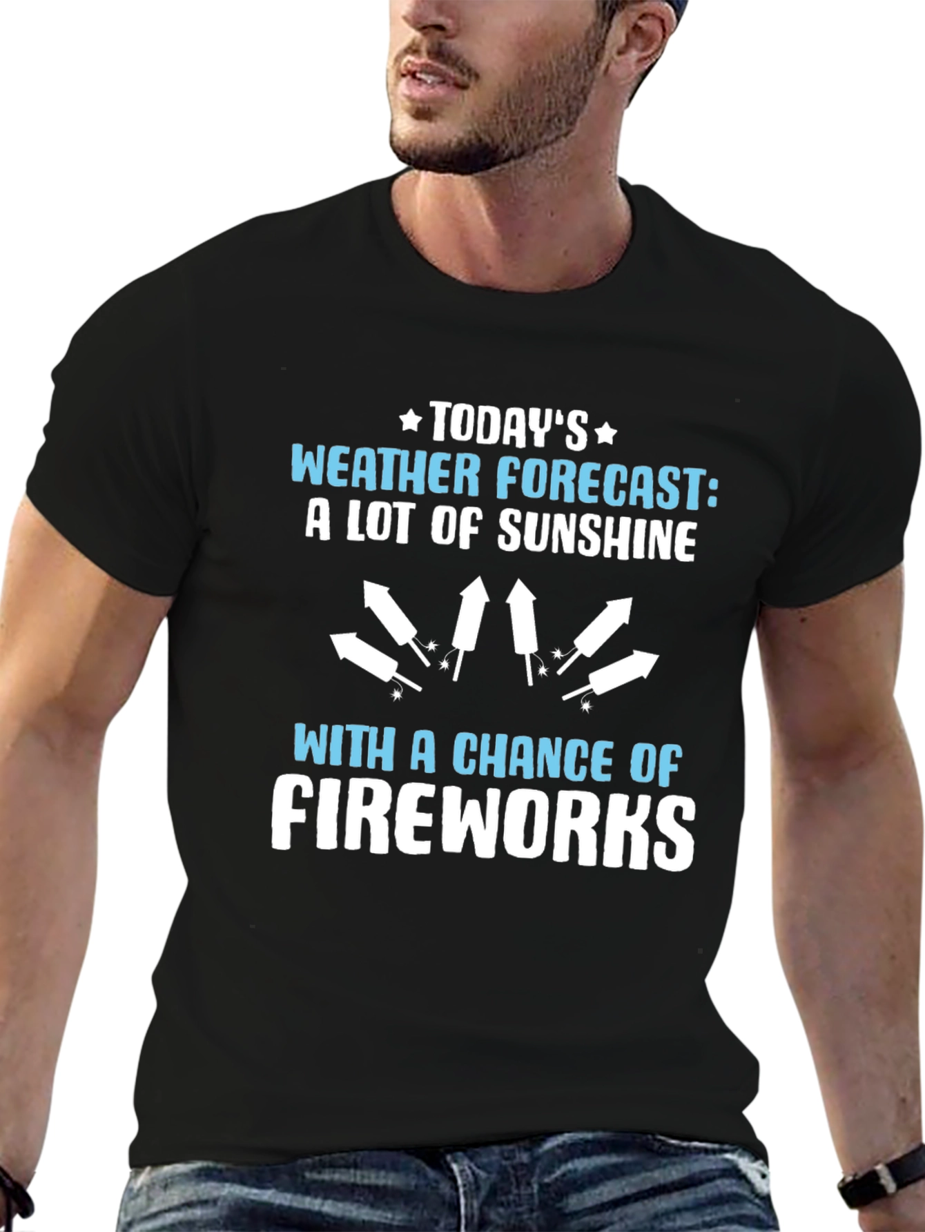 Black Sunshine and Fireworks T-Shirt view 6