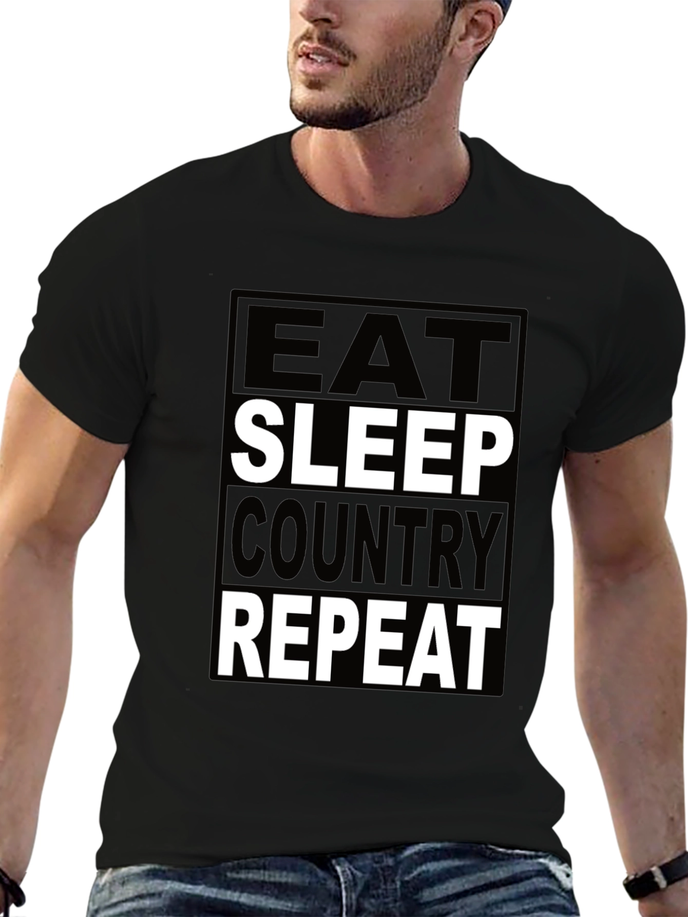 Black Eat Sleep Country Repeat Graphic Tee view 6