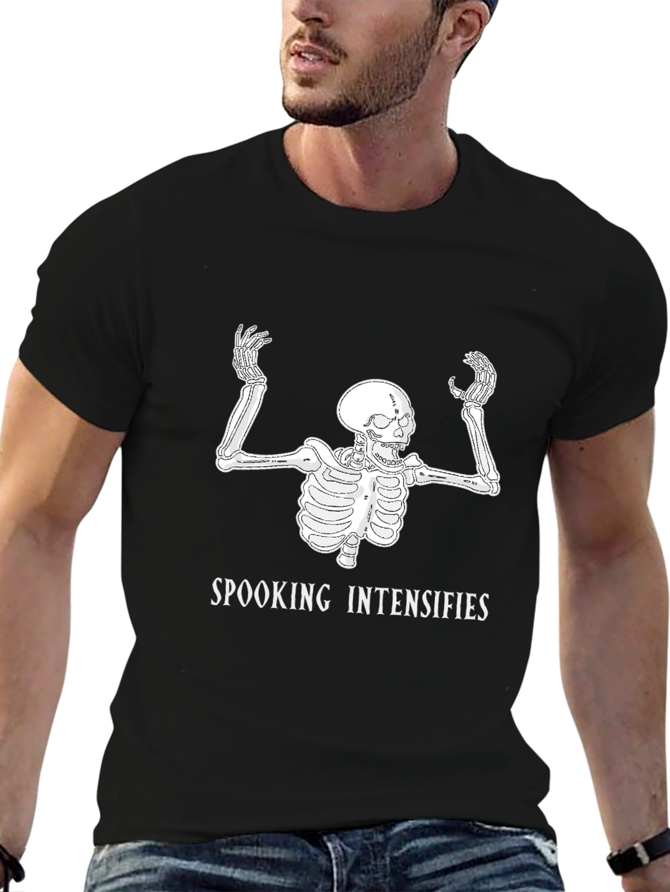 Black Spooking Intensifies Skeleton Graphic T-Shirt view 6