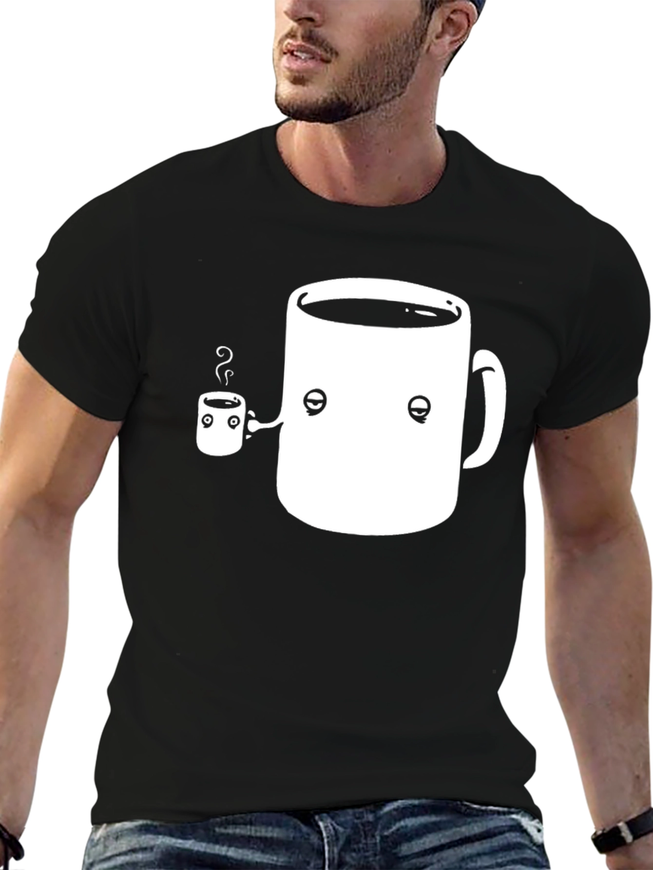 Black Coffee Mug Black T-Shirt - Funny Design view 6