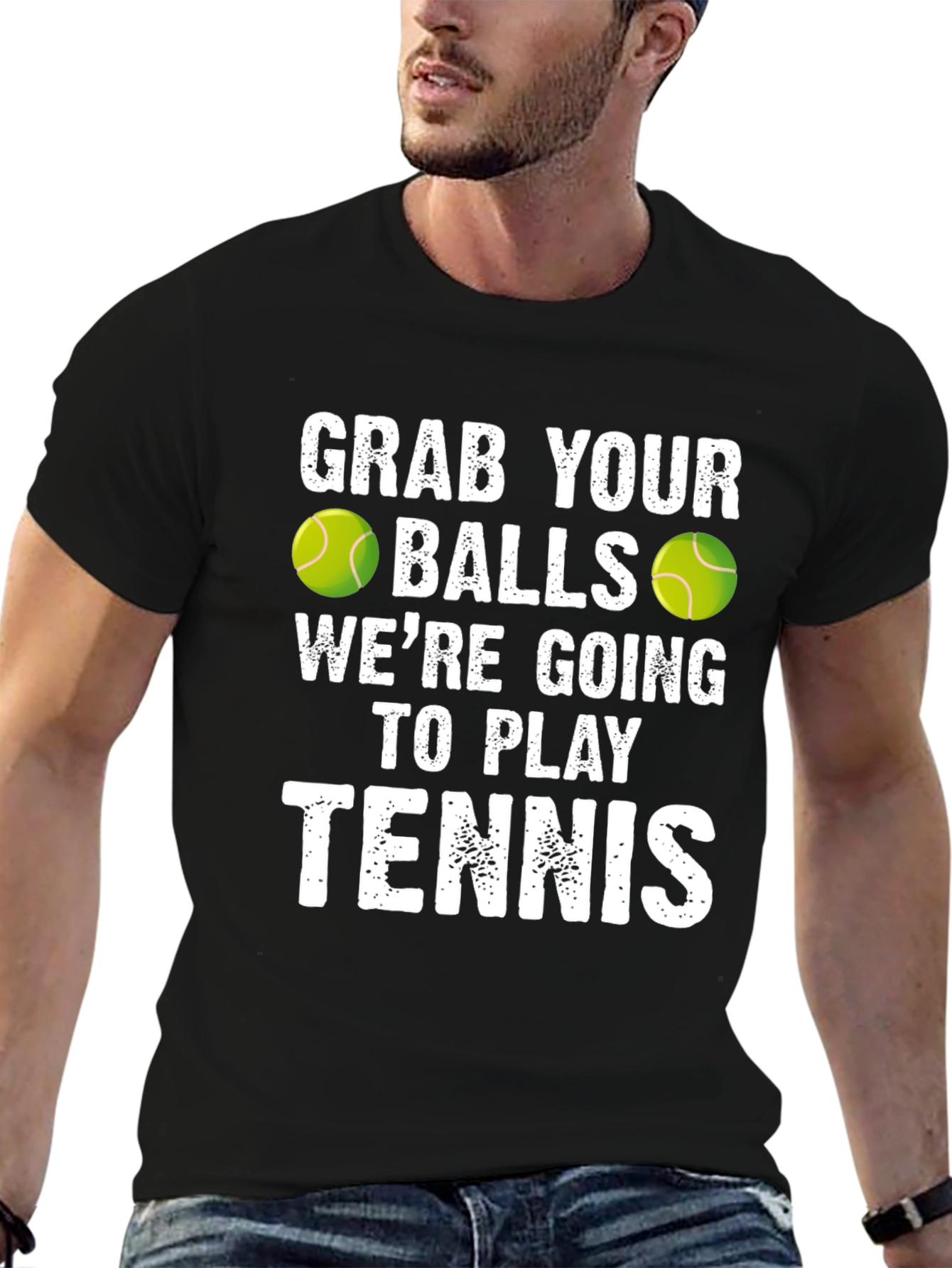 Black Funny Tennis T-Shirt: Grab Your Balls view 6