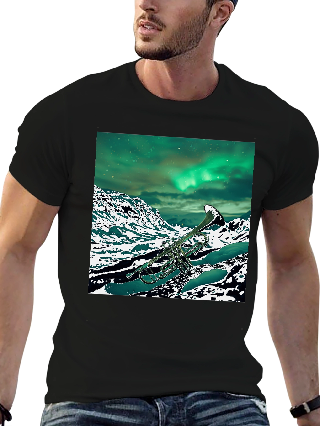 Black Trumpet Aurora Borealis T-Shirt view 6