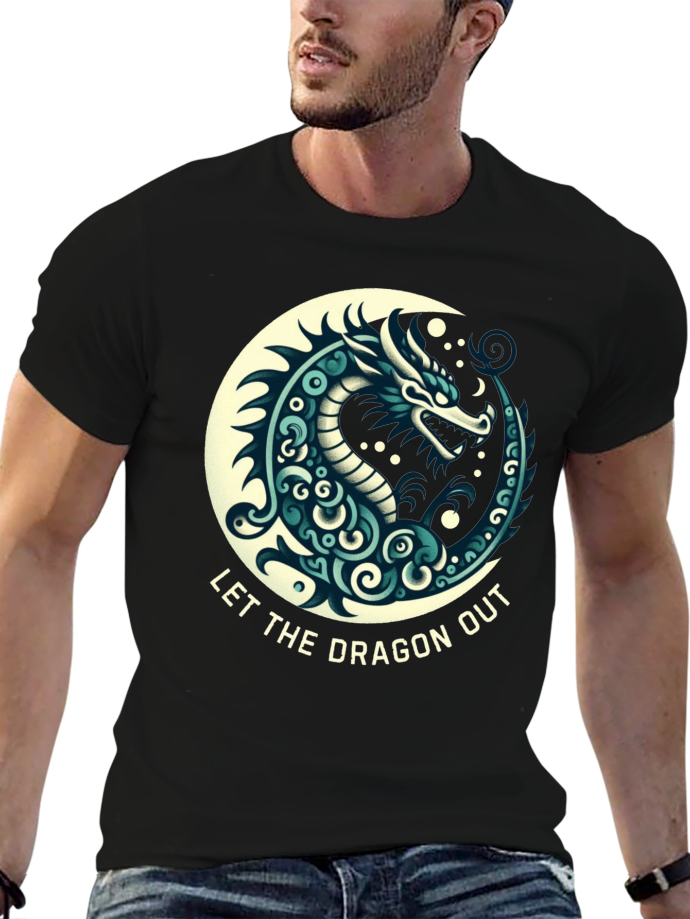 Black Let The Dragon Out Black T-Shirt view 6