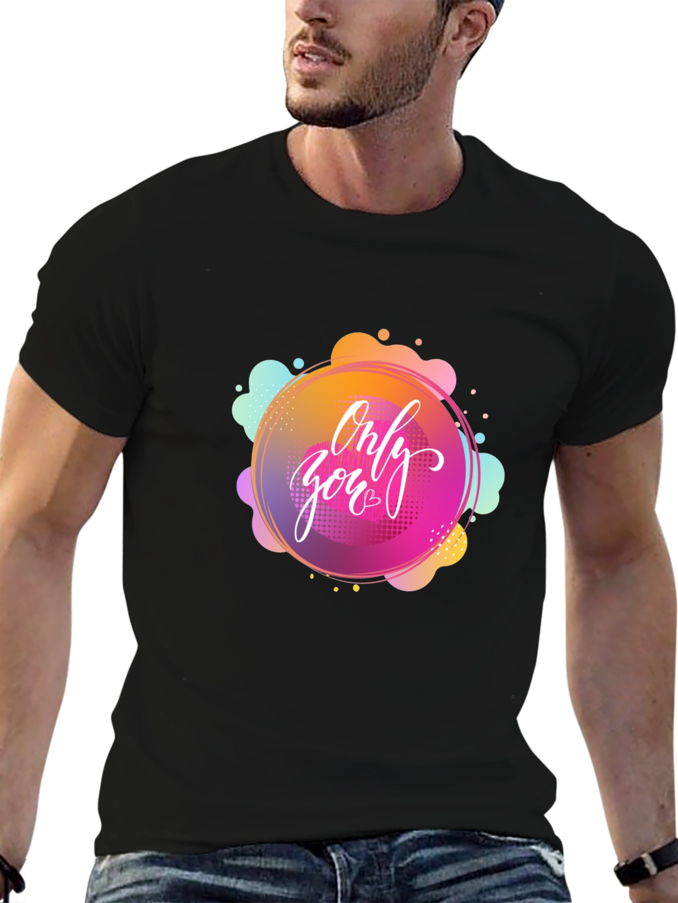 Black Only You Graphic Black T-Shirt view 6