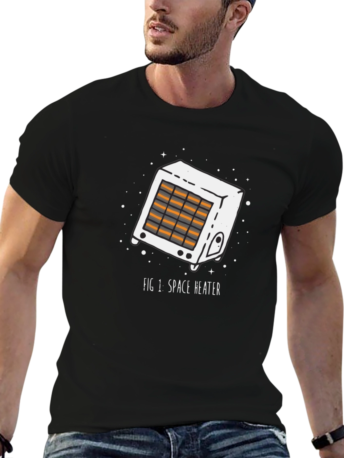 Black Space Heater Graphic Tee - Unique Novelty T-Shirt view 6