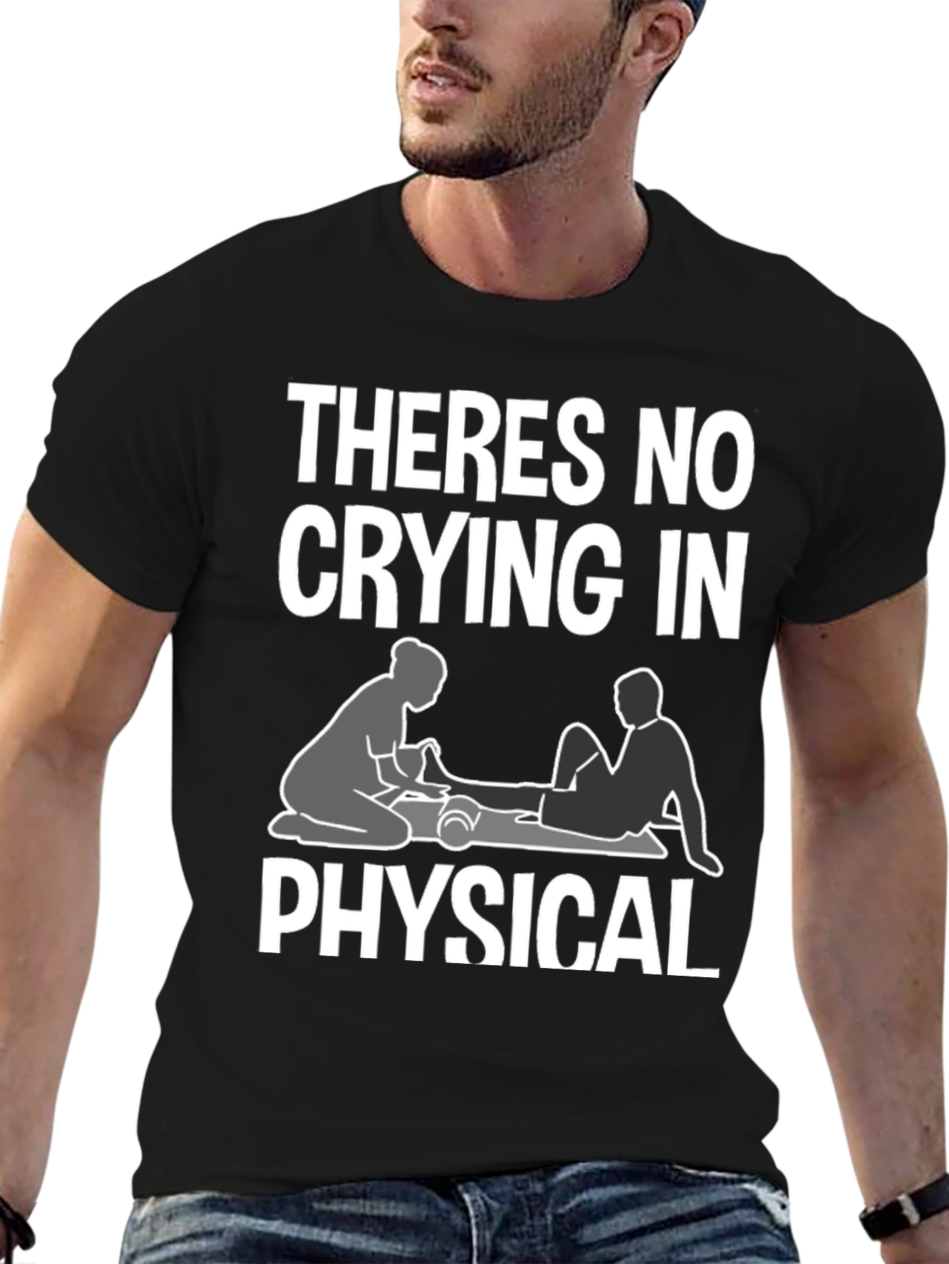 Black Theres No Crying In Physical Therapy T-Shirt view 6