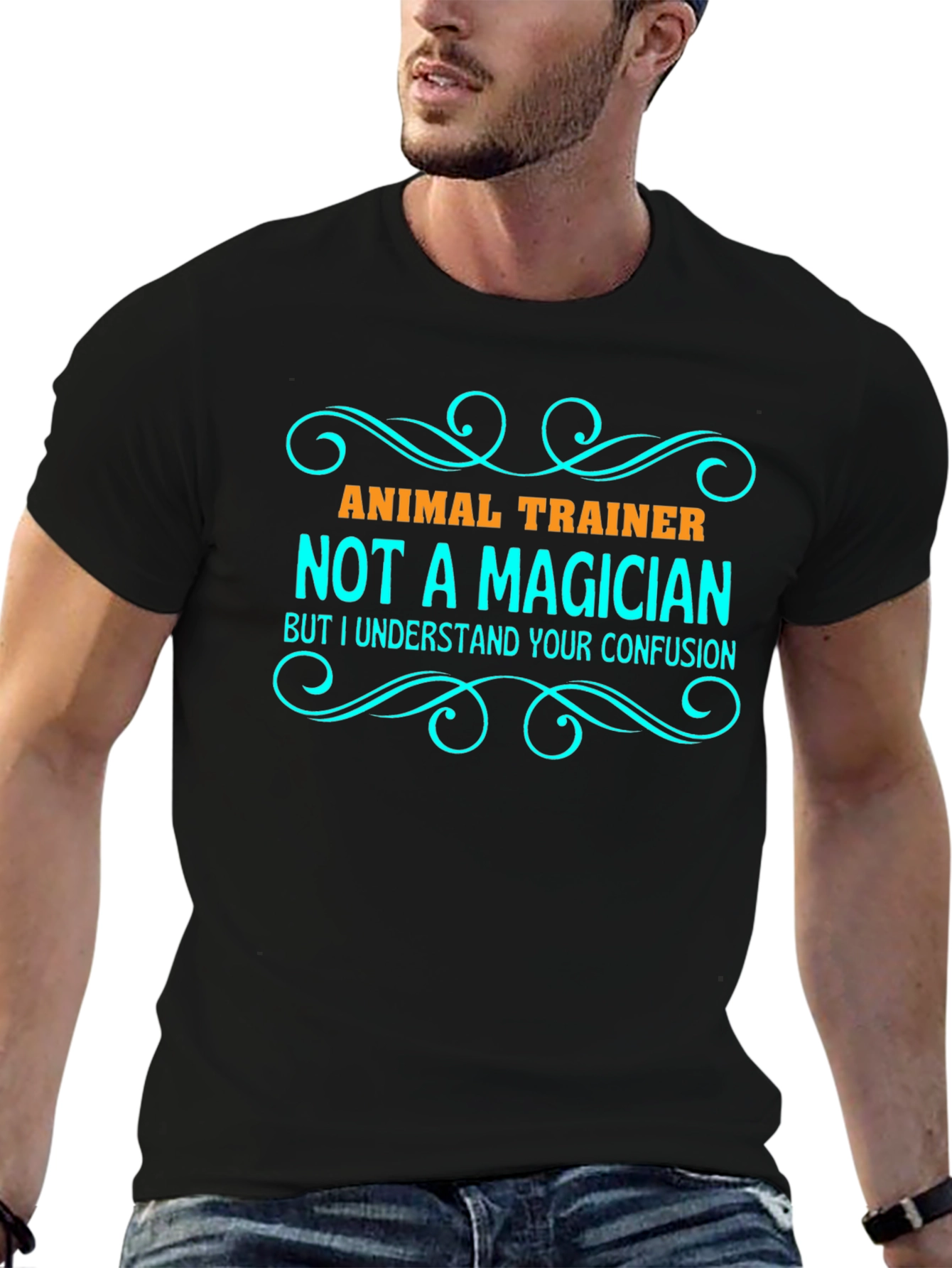 Black Animal Trainer T-Shirt - Not a Magician Funny Tee view 6