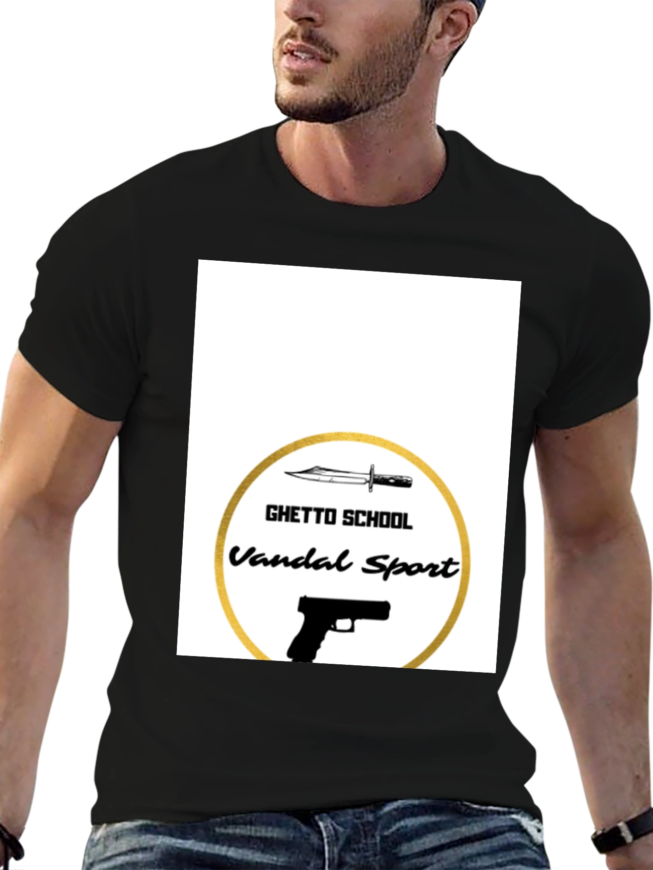 Black Ghetto School Vandal Sport Graphic Tee - Black view 6