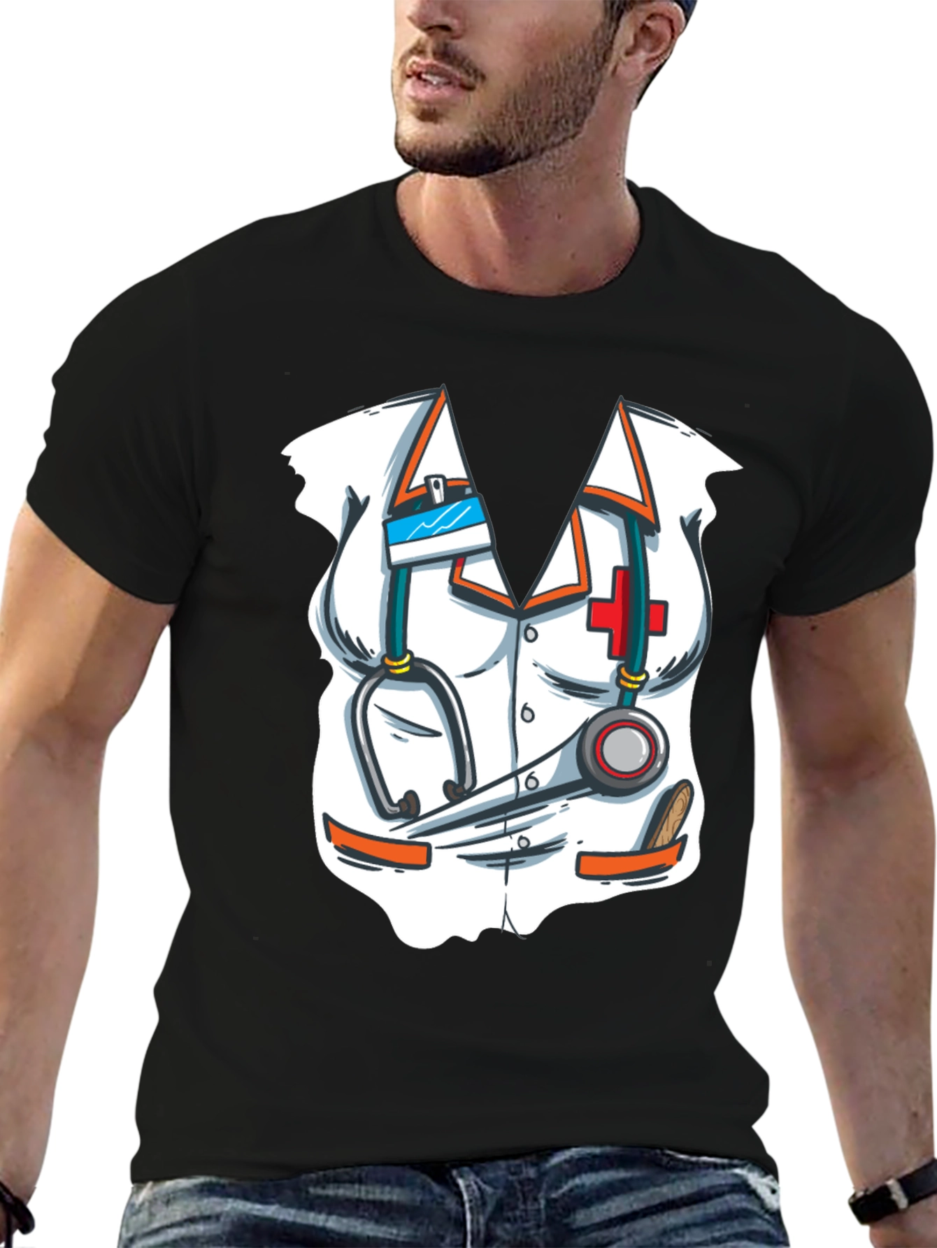 Black Nurse Costume T-Shirt - Novelty Graphic Tee view 6