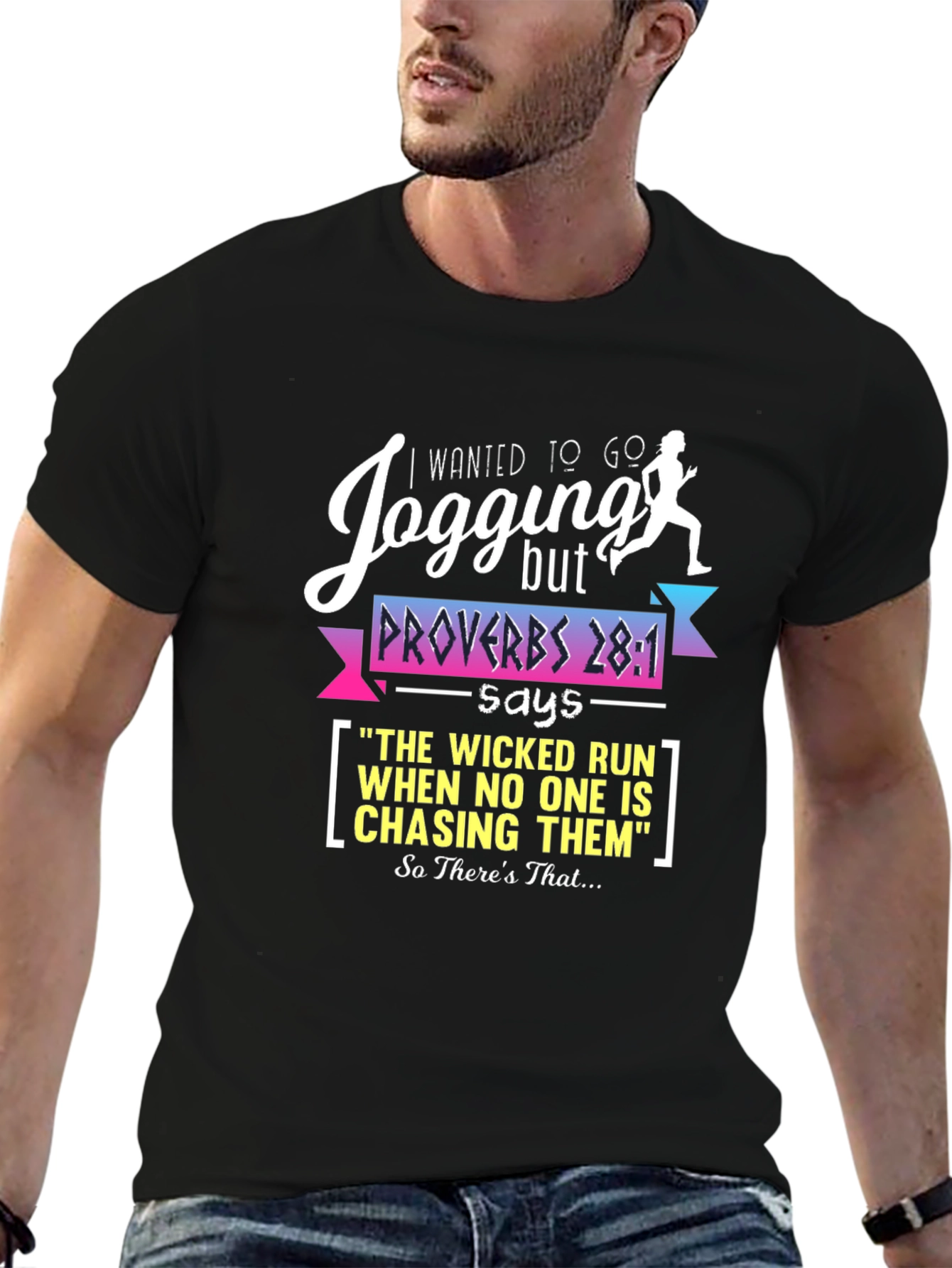 Black Jogging Proverbs Graphic T-Shirt view 6