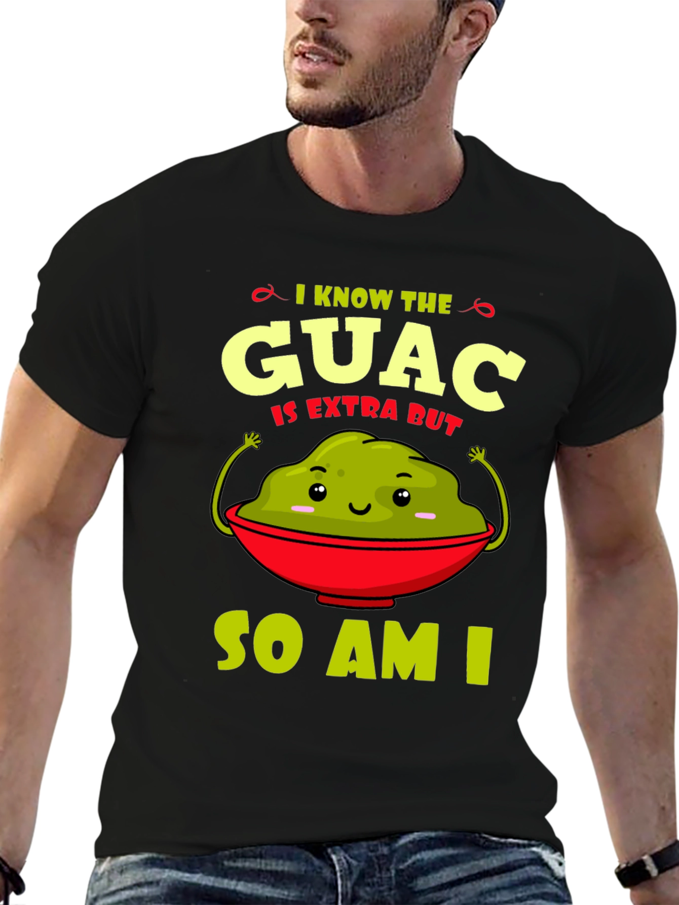 Black Guac Is Extra Graphic Tee - Funny Avocado T-Shirt view 6
