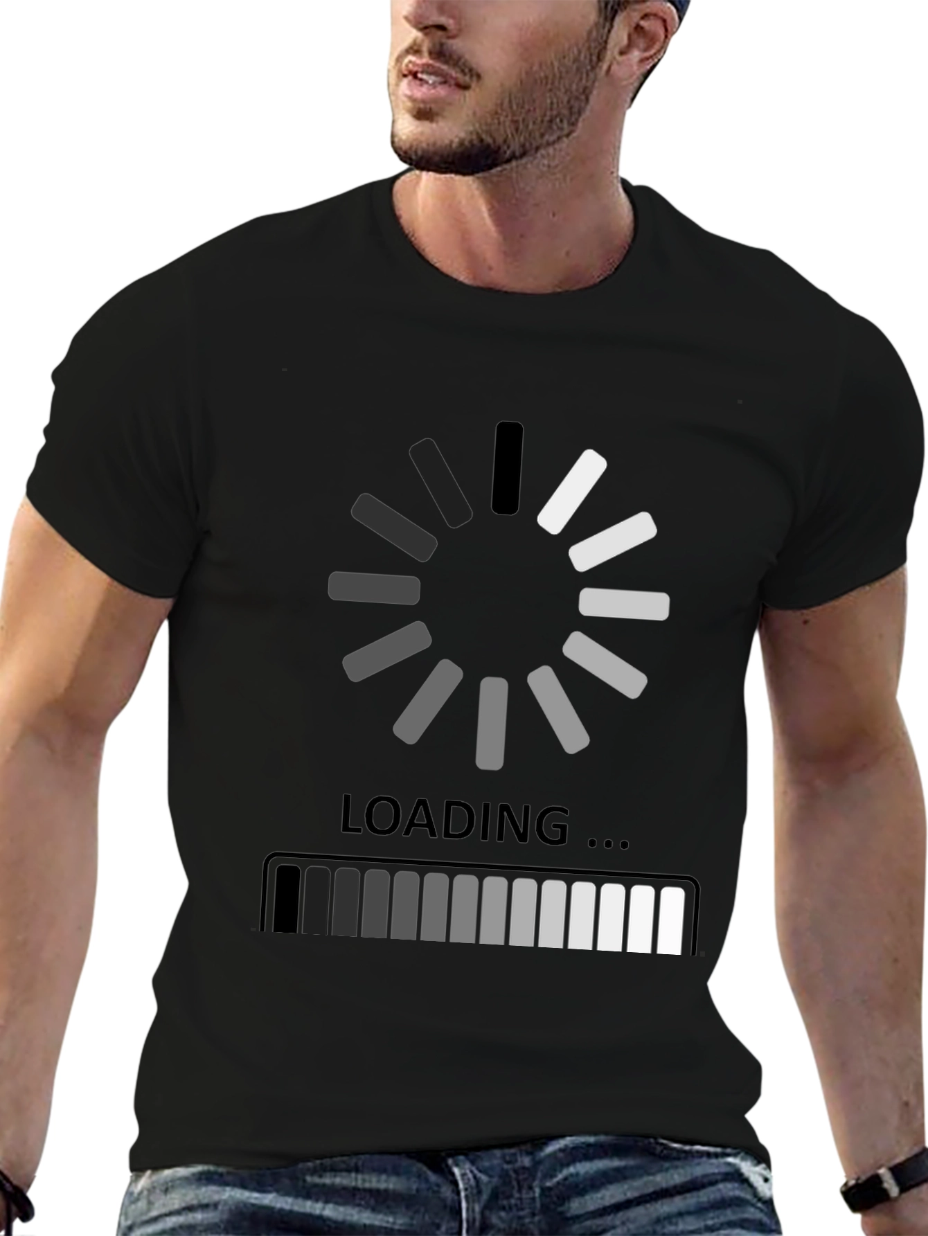 Black Loading Black Graphic Tee - Gamer Humor Shirt view 6