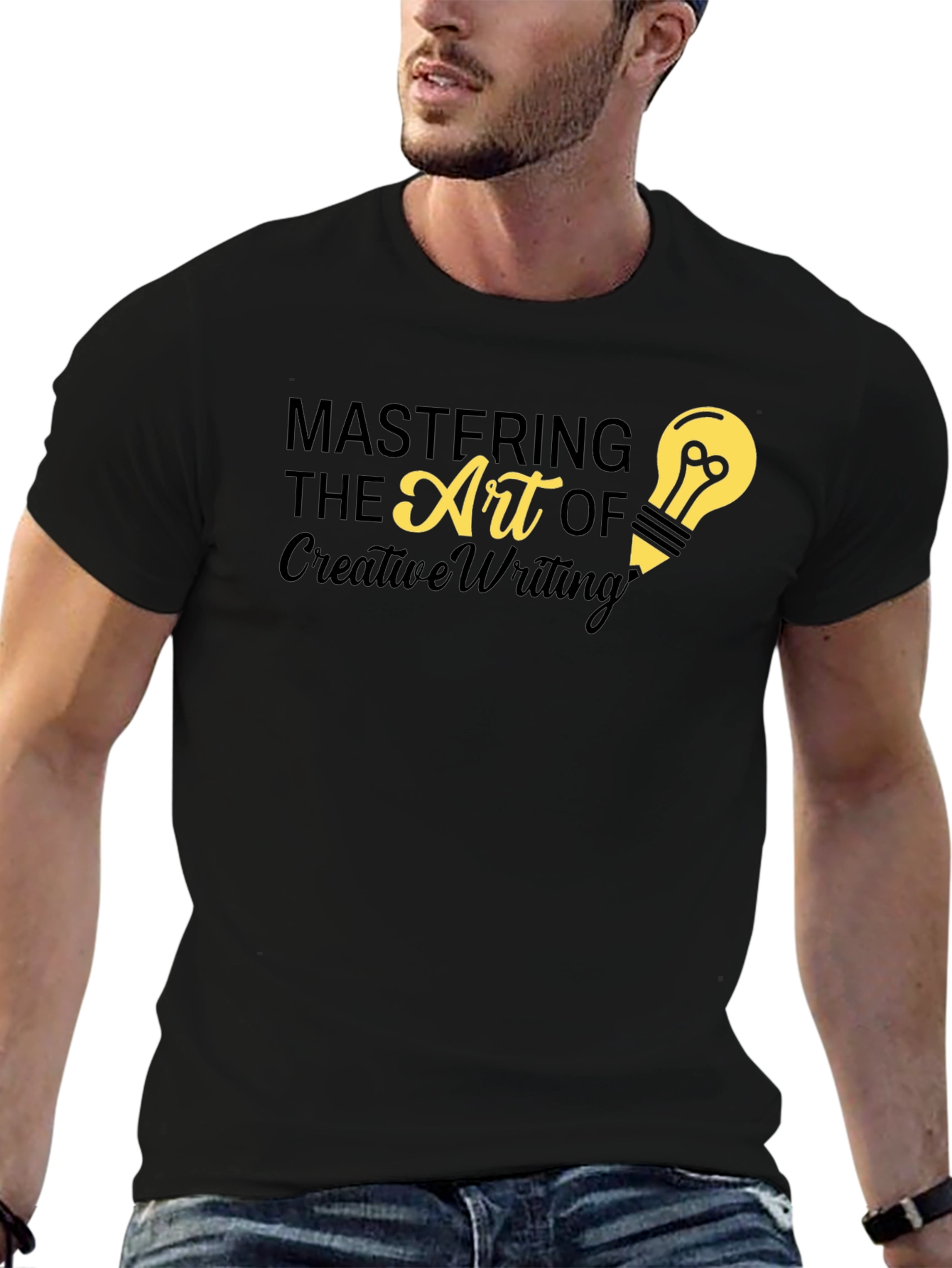 Black Creative Writing Art T-Shirt view 6