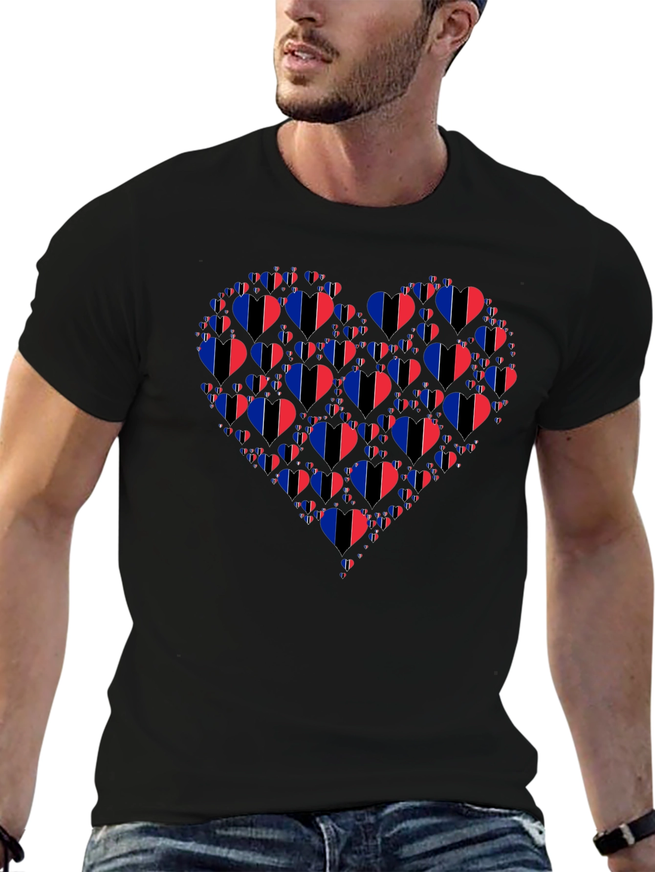 Black Heart of Flags T-Shirt - Unique Graphic Tee view 6