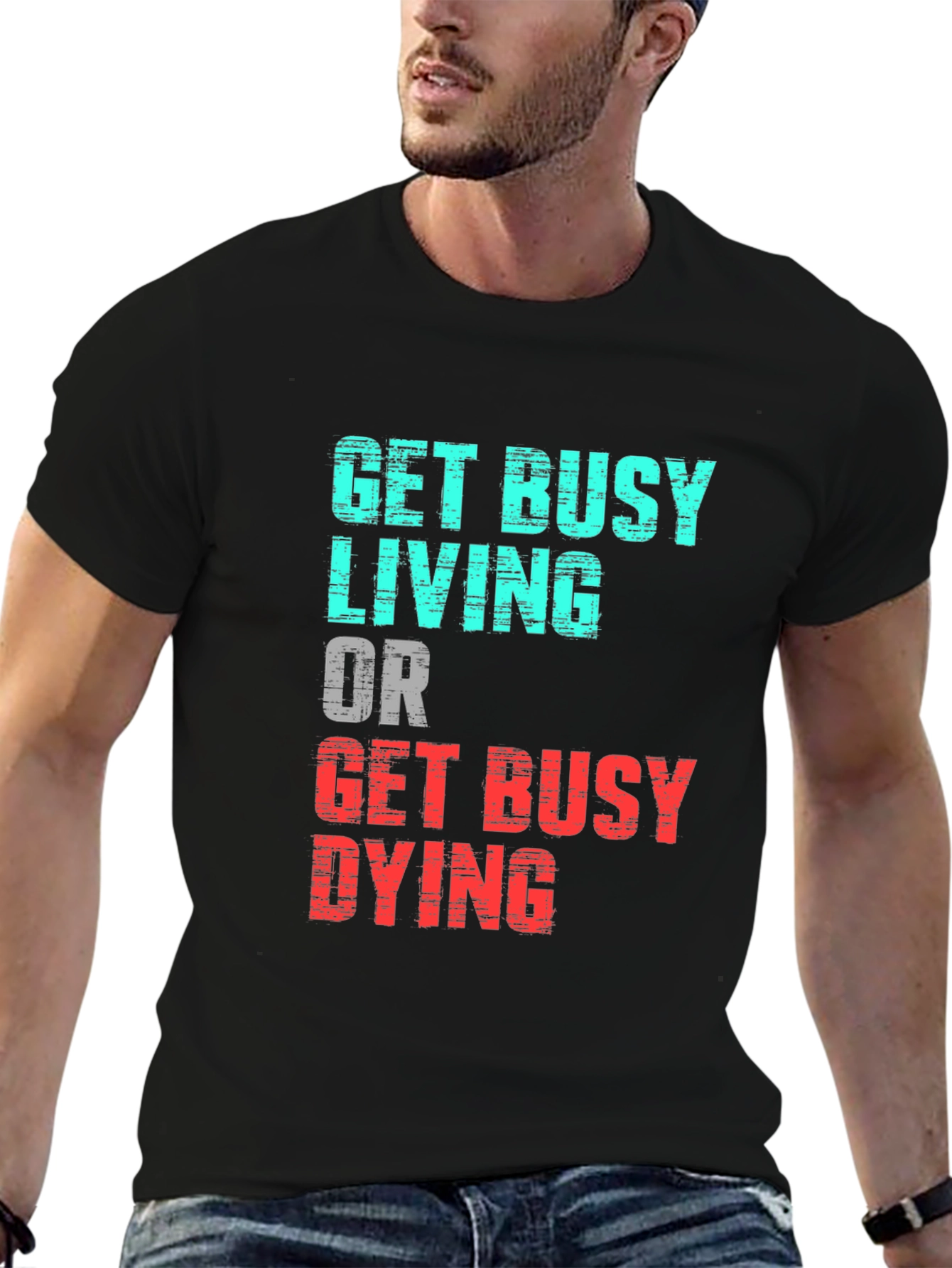 Black Get Busy Living Graphic Tee view 6