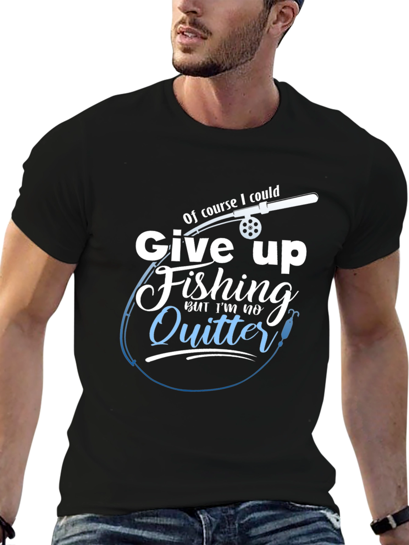 Black Fishing T-Shirt - I'm No Quitter view 6
