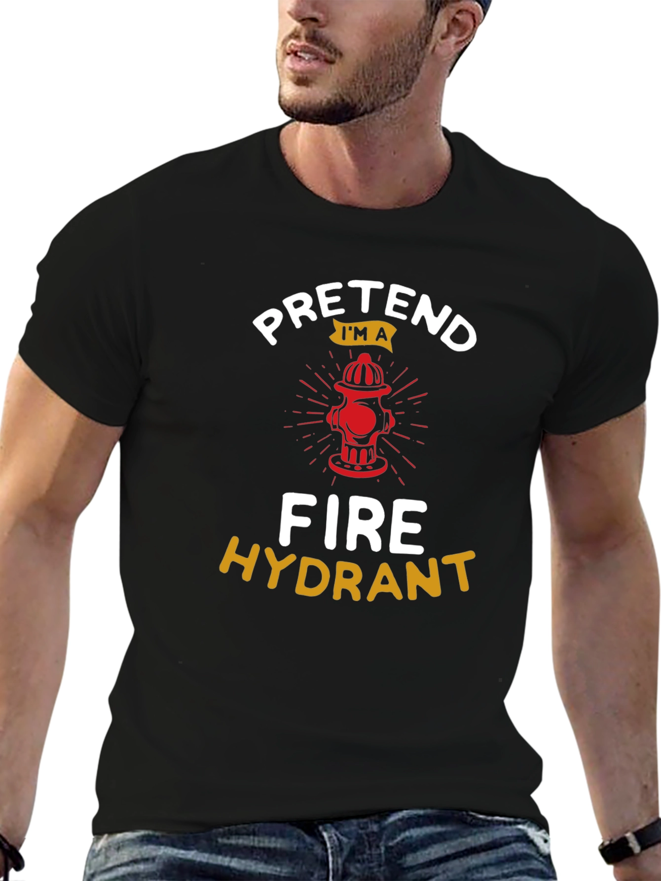 Black Pretend I'm a Fire Hydrant Graphic T-Shirt view 6