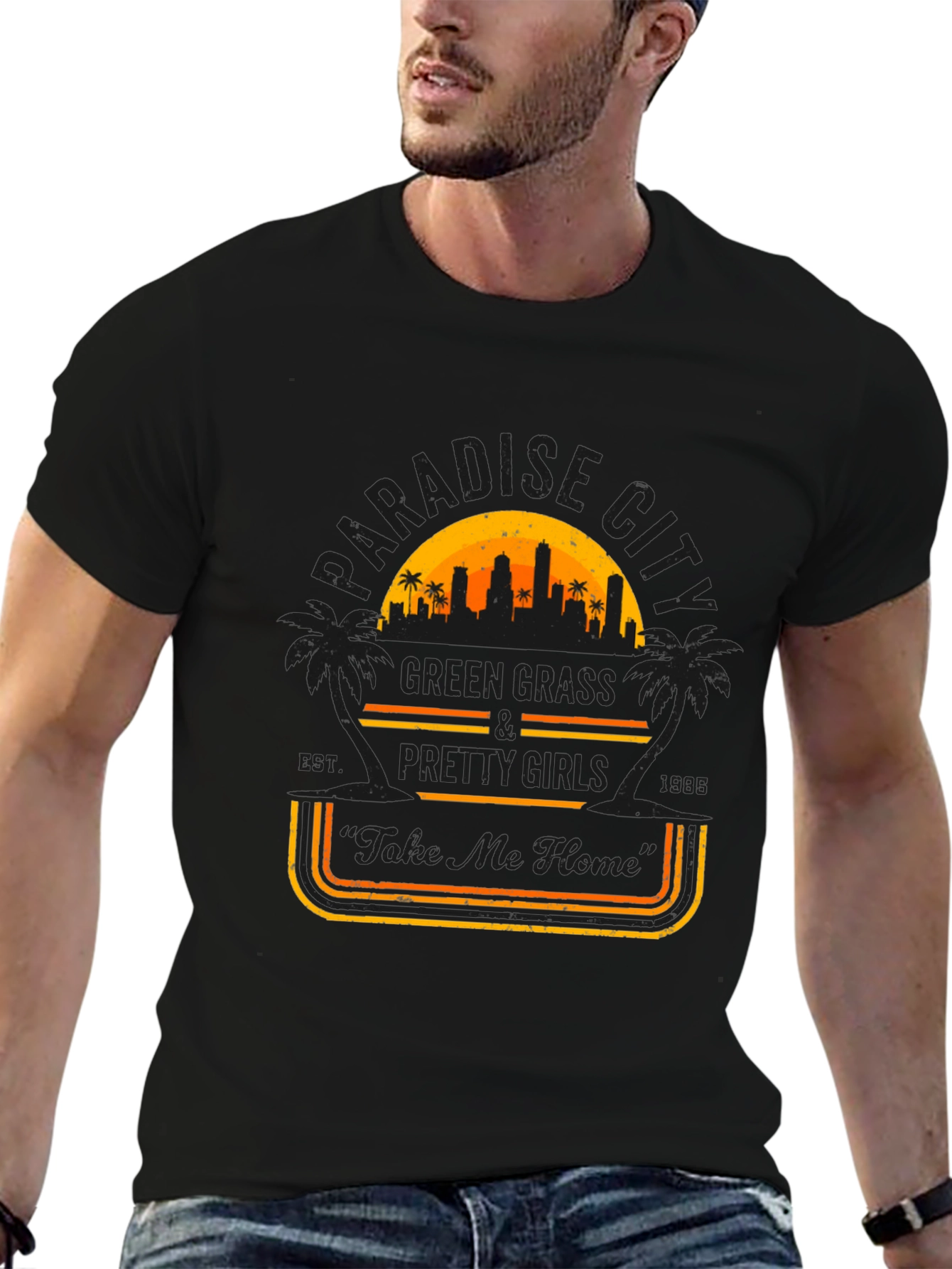 Black Paradise City Graphic T-Shirt - Retro Style view 6