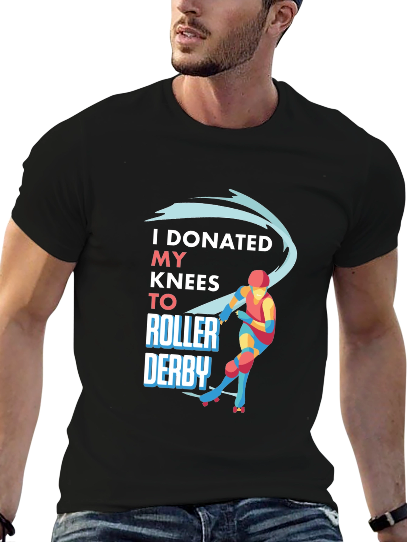 Black I Donated My Knees to Roller Derby T-Shirt view 6