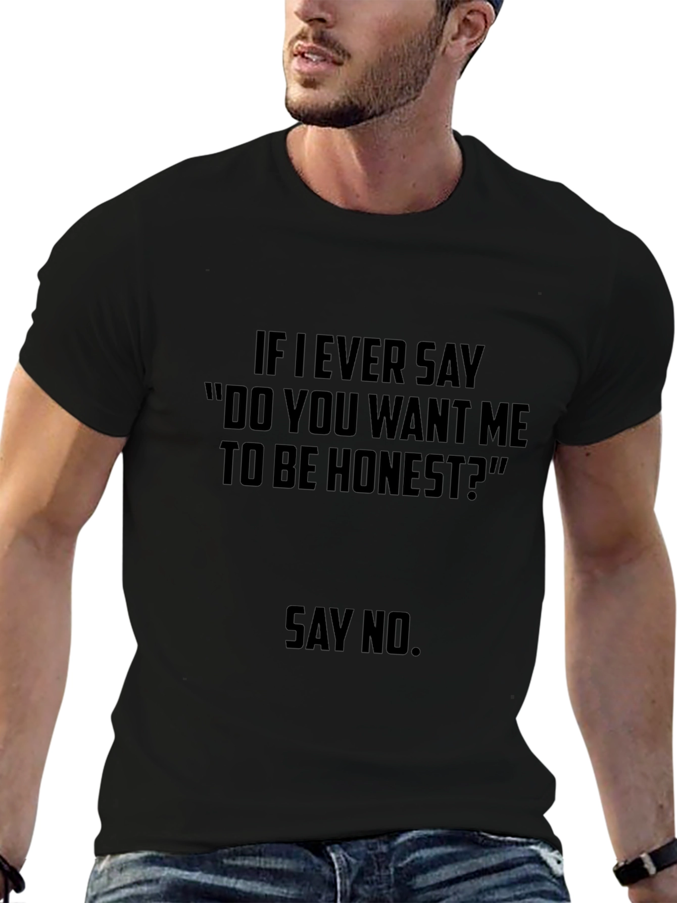 Black Funny Honesty Quote T-Shirt - Say No! view 6
