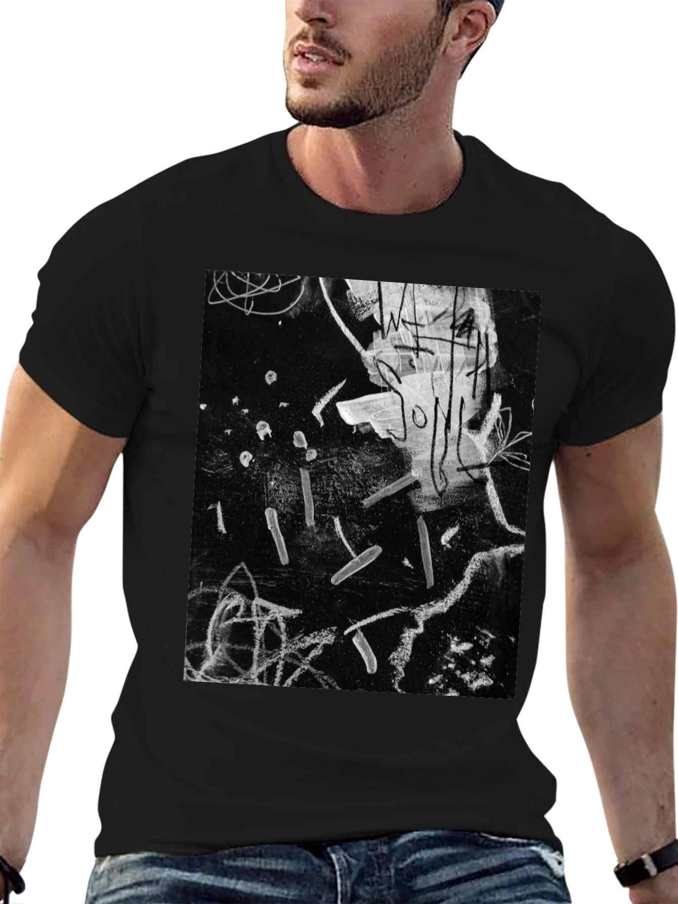 Black Abstract Art Black T-Shirt view 6