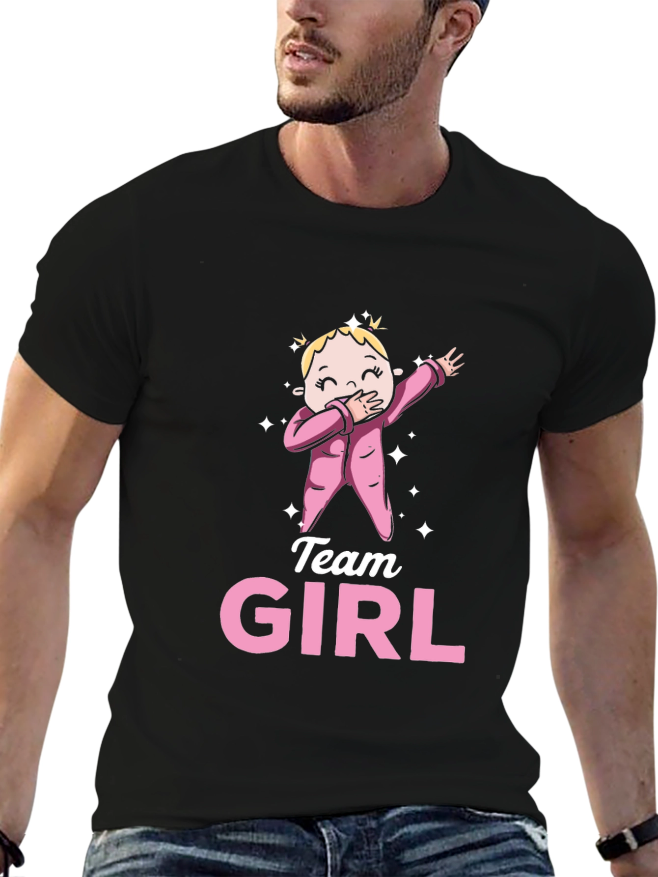 Black Team Girl Gender Reveal T-Shirt view 6