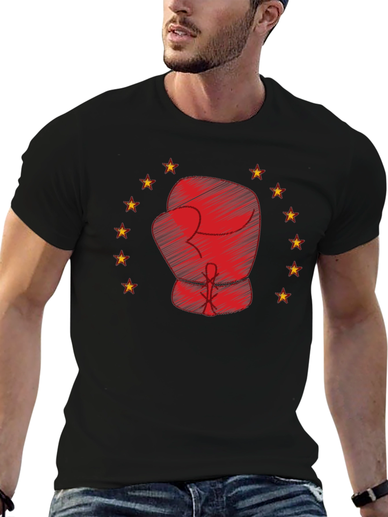Black Boxing Glove Star T-Shirt - Graphic Tee view 6