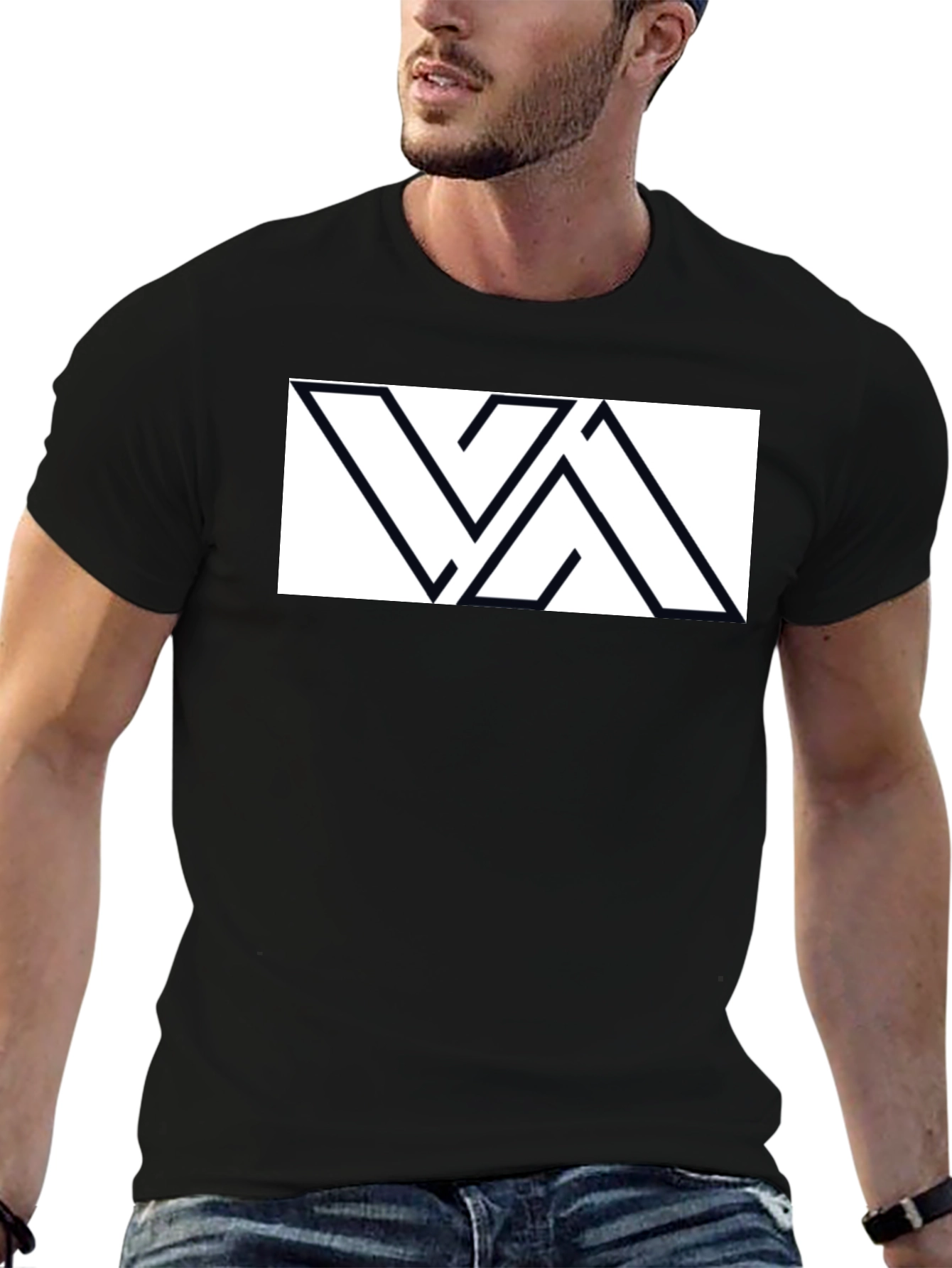 Black Geometric Graphic Tee - Black Casual Style view 6