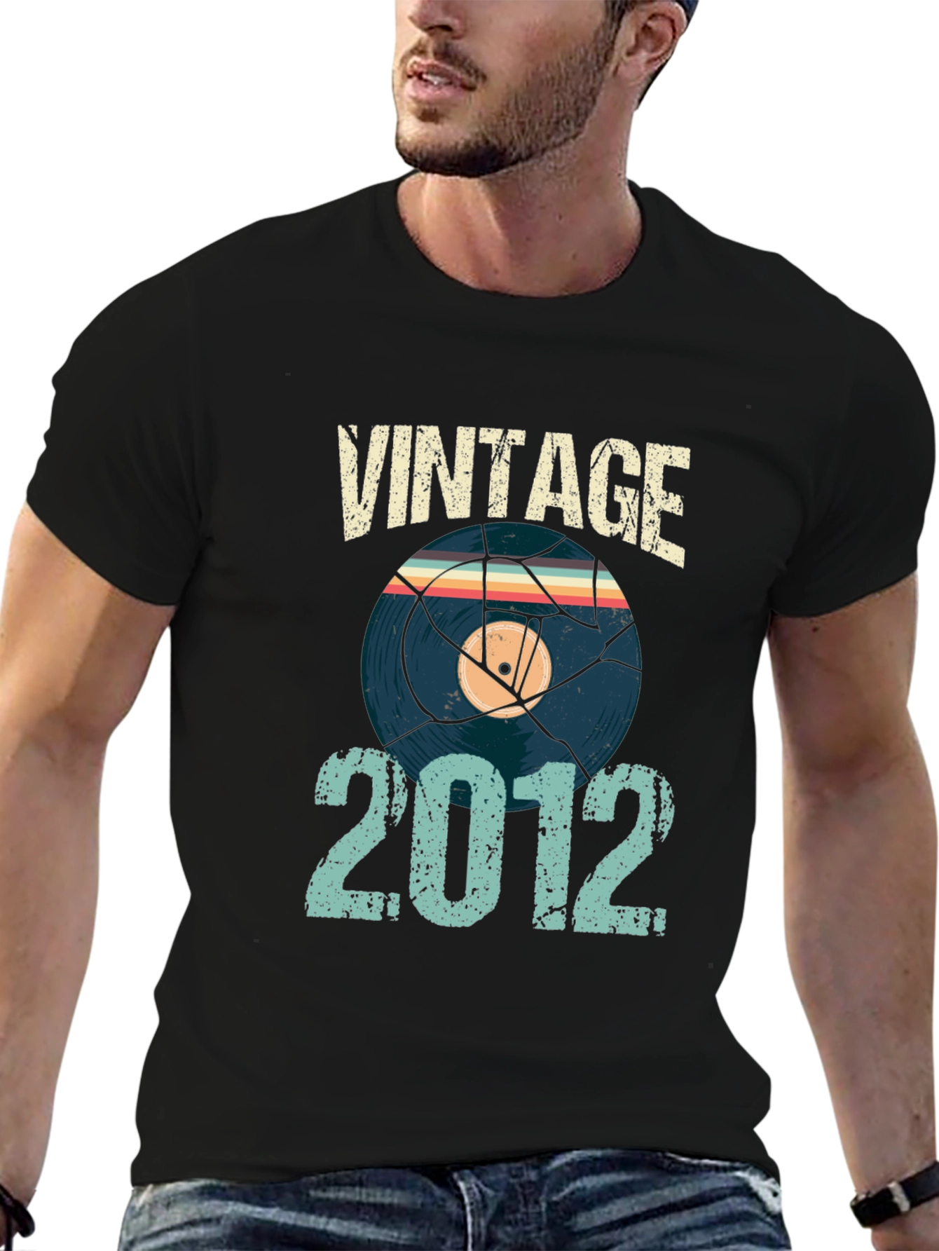 Black Vintage 2012 Record T-Shirt view 6