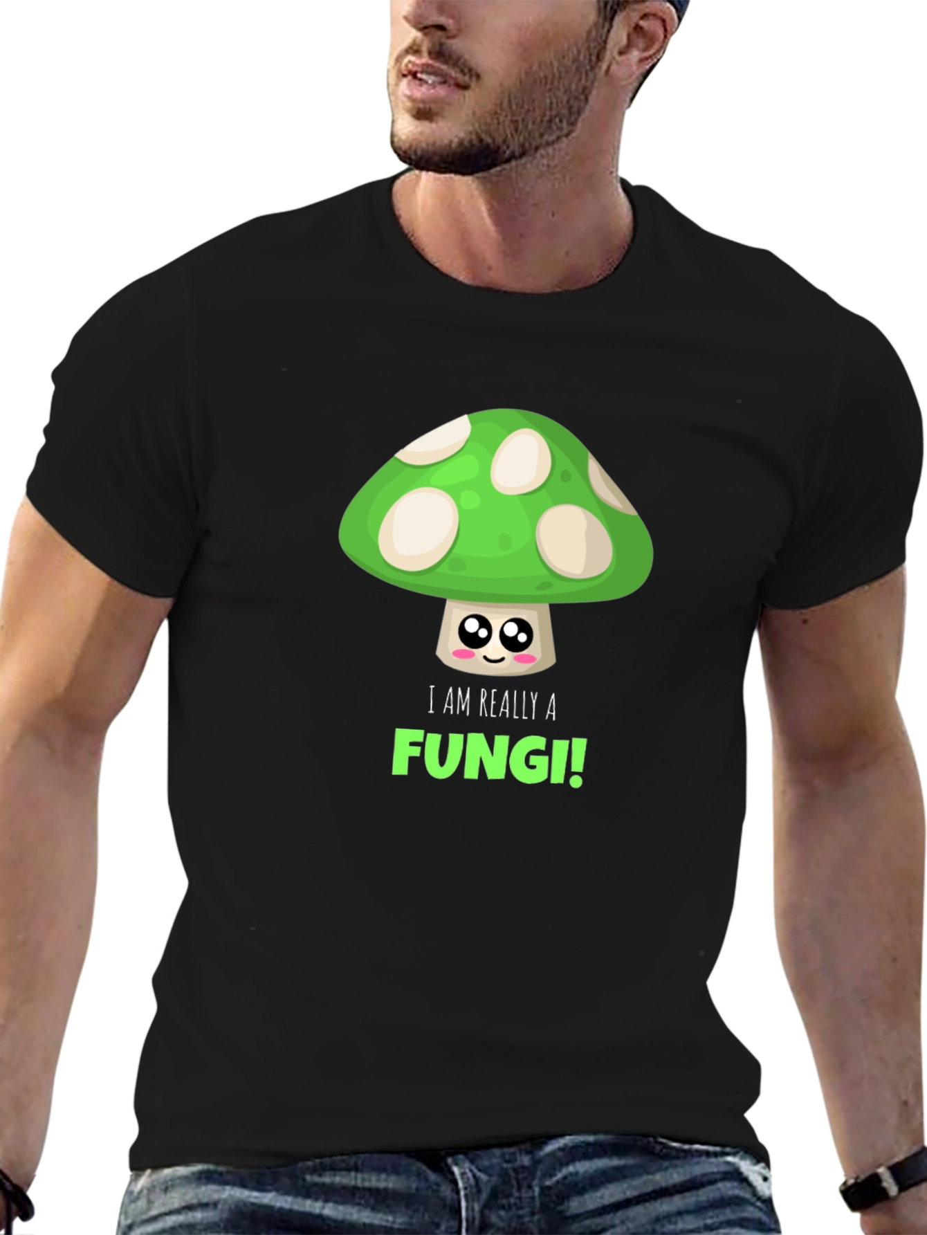 Black Funny Fungi T-Shirt -  Cute Mushroom Design view 6