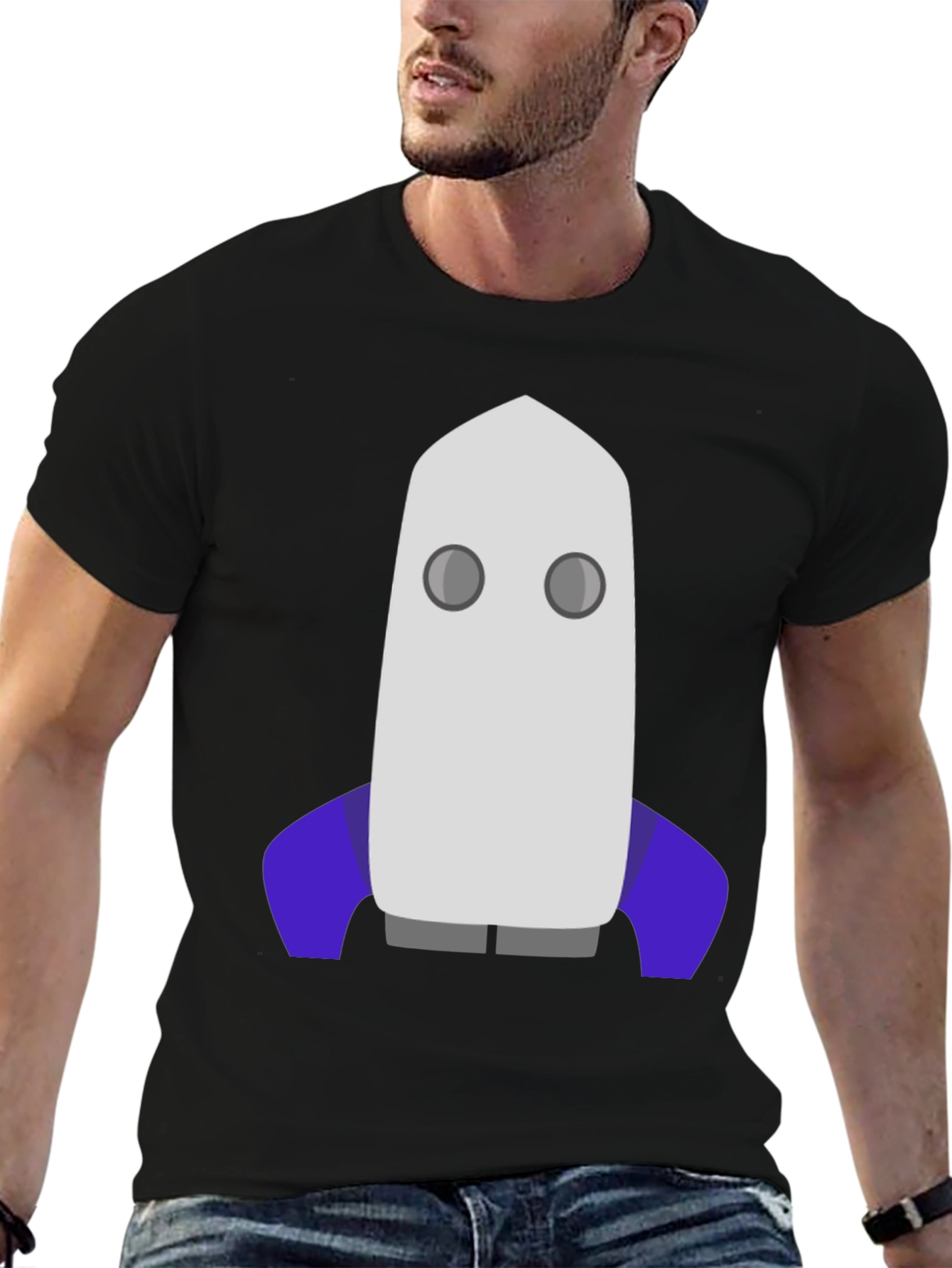 Black Rocket T-Shirt - Black Cotton Graphic Tee view 6