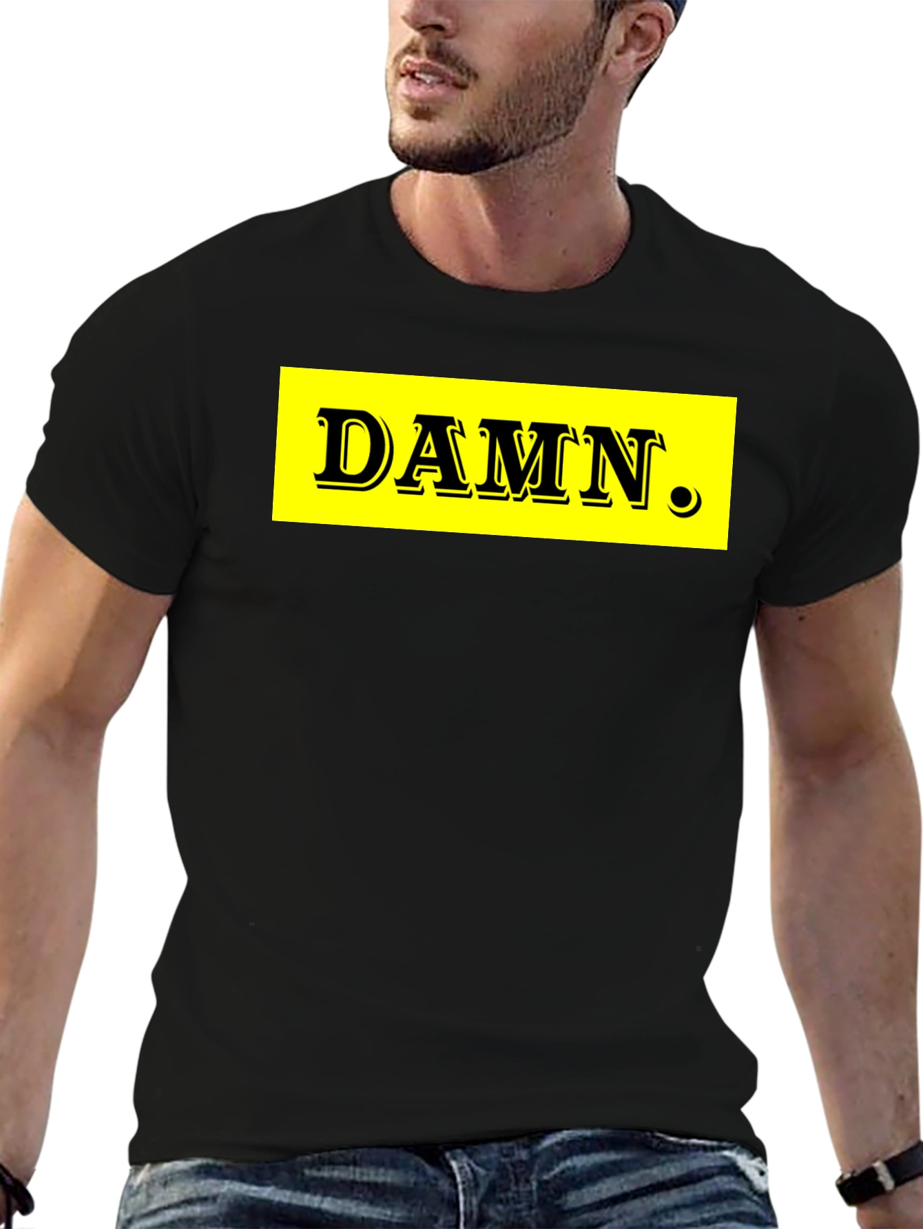 Black DAMN. Graphic Tee - Black Cotton Blend view 6