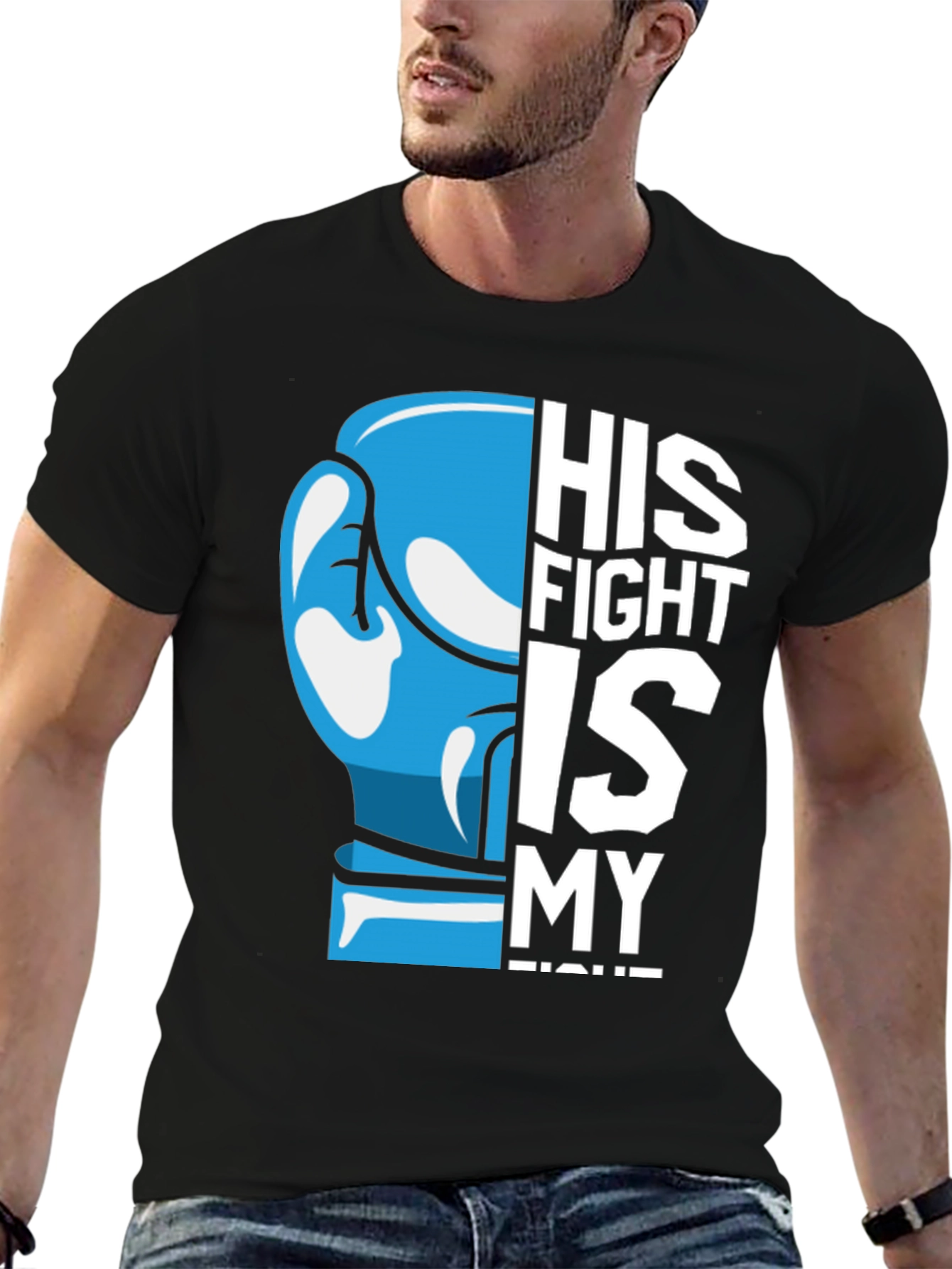 Black His Fight is My Fight T-Shirt - Support Awareness view 6