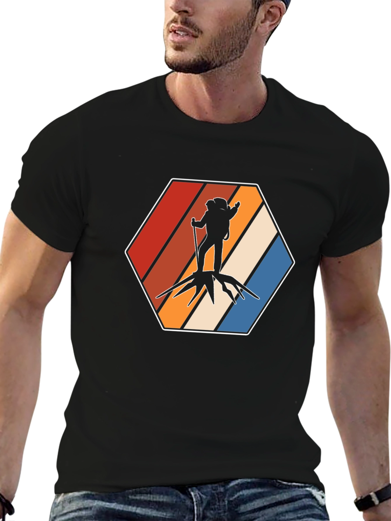 Black Retro Hiker Graphic Tee - Adventure Ready view 6