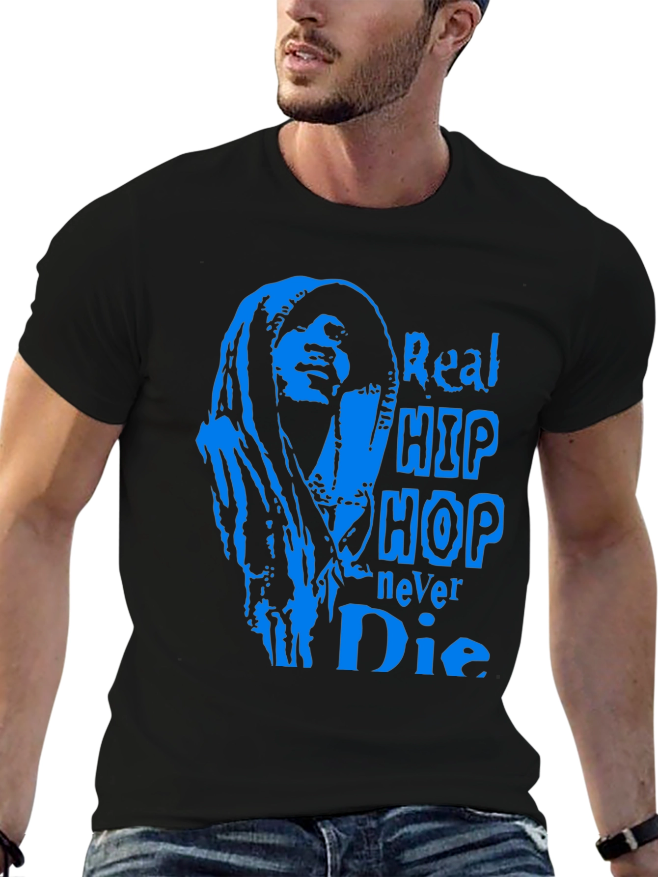 Black Real Hip Hop Never Die T-Shirt view 6