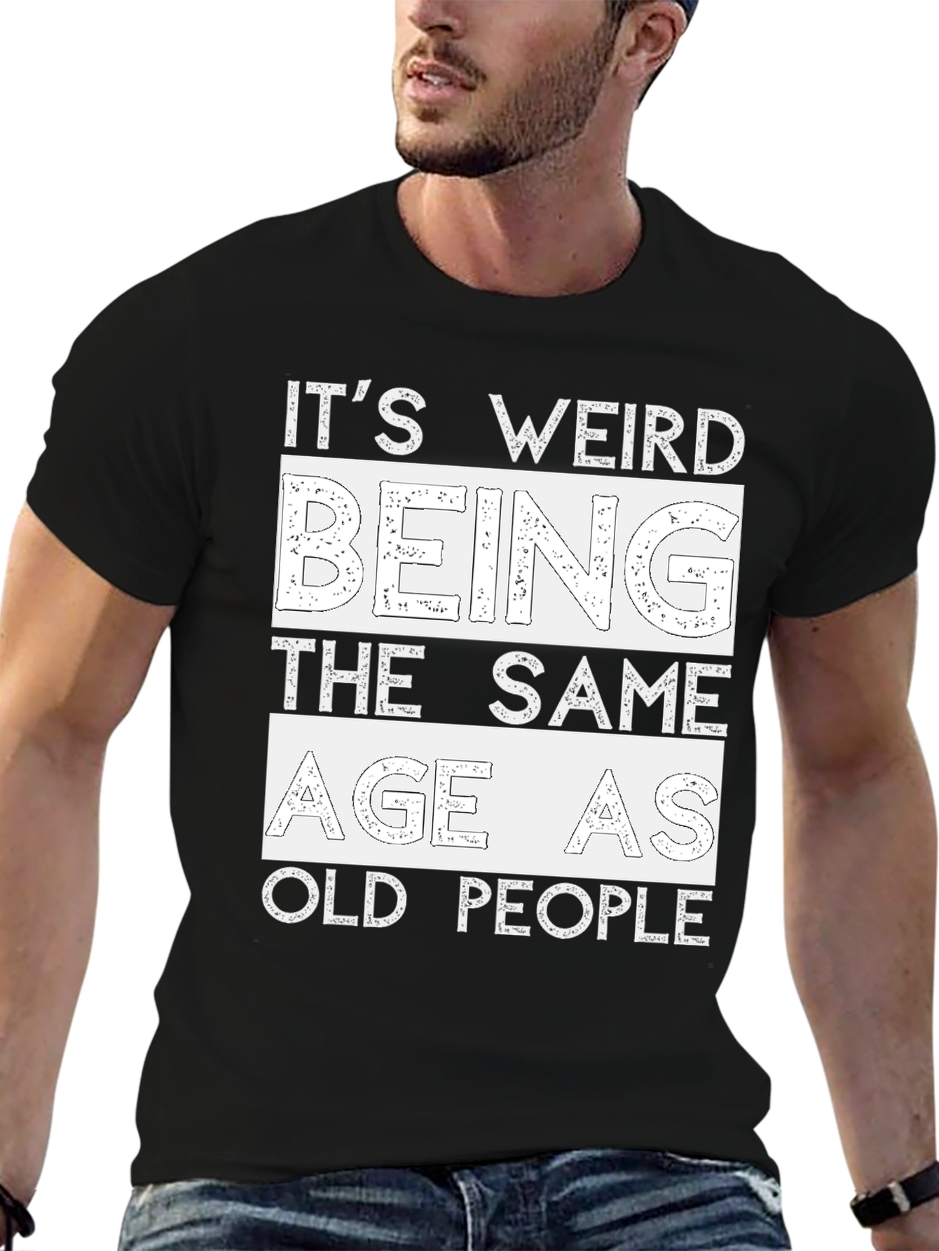 Black Funny 'Same Age as Old People' Black T-Shirt view 6