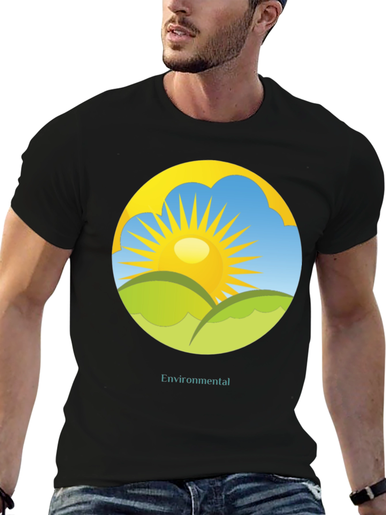 Black Environmental Graphic Tee -  Nature Inspired Design view 6