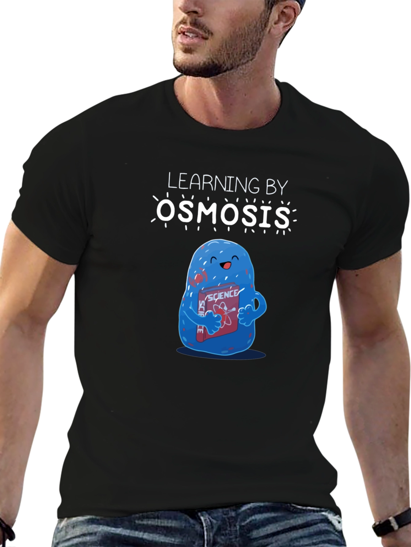 Black Learning by Osmosis Science T-Shirt view 6