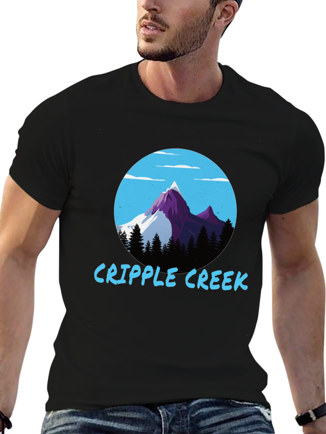 Black Cripple Creek Graphic Tee - Mountain Scene view 6