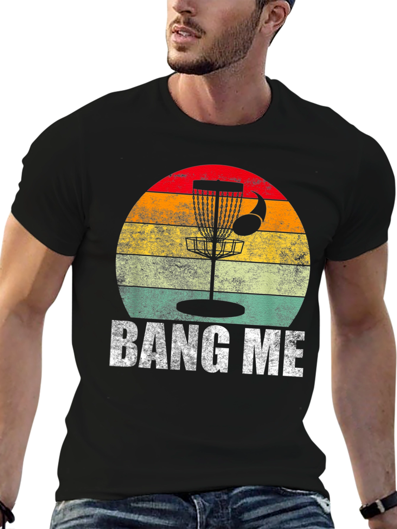 Black Bang Me Disc Golf T-Shirt - Sunset Basket Tee view 6