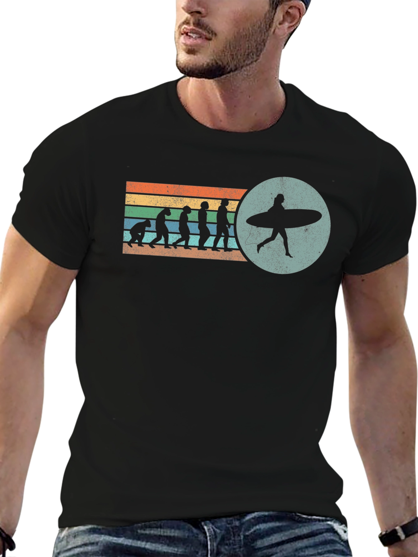 Black Evolution of Surfing Graphic Tee - Black view 6